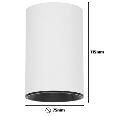 Oprawa sufitowa natynkowa Tuba GU10 okrągła biało-czarna