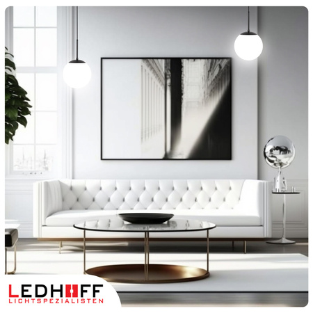 Lampa wisząca kula biała czarna E27 do salonu sypialni NOWOCZESNA