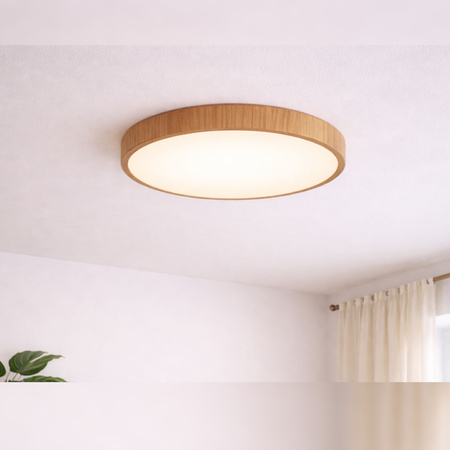 Plafon sufitowy LED 50cm z drewnianym wzorem