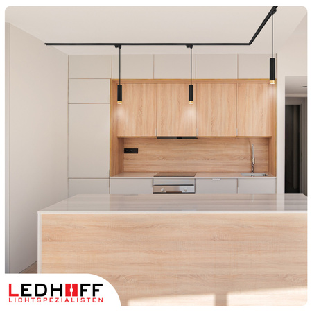 Reflektor szynowy czarny złoty GU10 lampa wisząca 1,5m na szynoprzewód