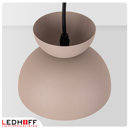 Lampa wisząca beżowa biały szklany klosz nad stół NOWOCZESNA