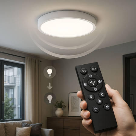 Plafon LED z PILOTEM Lampa sufitowa ŚCIEMNIANA 60cm