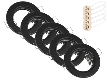 5x Oprawa halogenowa podtynkowa GU10 okrągła czarna