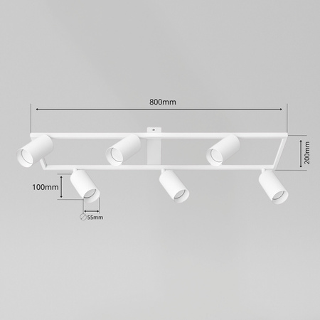 Kinkiet sufitowy Lampa 6x GU10 SPOT biały duży prostokąt QUADRO