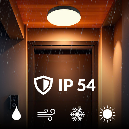 Plafon LED 36W okrągły czarny Lampa sufitowa 3 barwy światła 40cm IP54