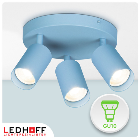 Lampa sufitowa do pokoju dziecka Kinkiet potrójny GU10 niebieski LUMIO