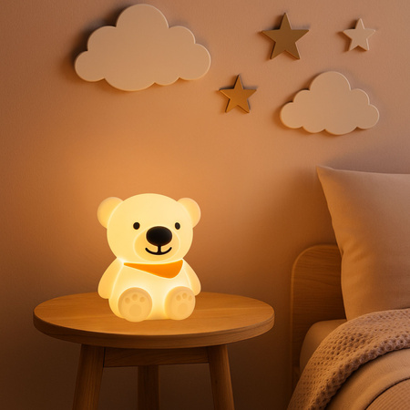 Lampka nocna LED dla dzieci MIŚ wielokolorowe światło RGB miękki silikon