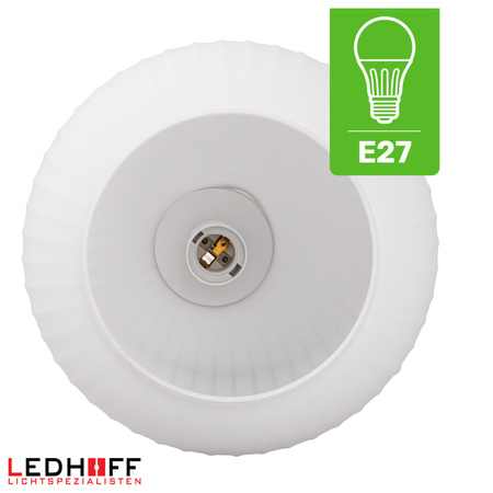 Lampa wisząca szklana E27 biała złota GLAMOUR szkło ryflowane