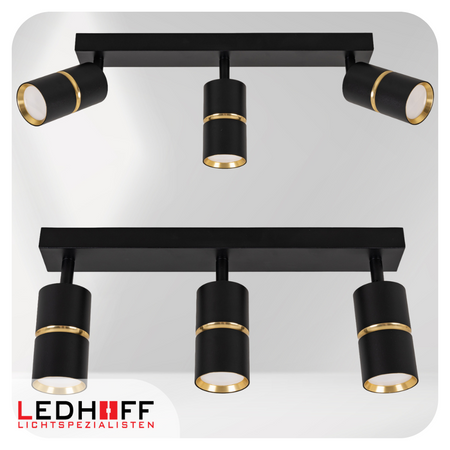 Kinkiet sufitowy Lampa potrójna SPOT GU10 czarna złota