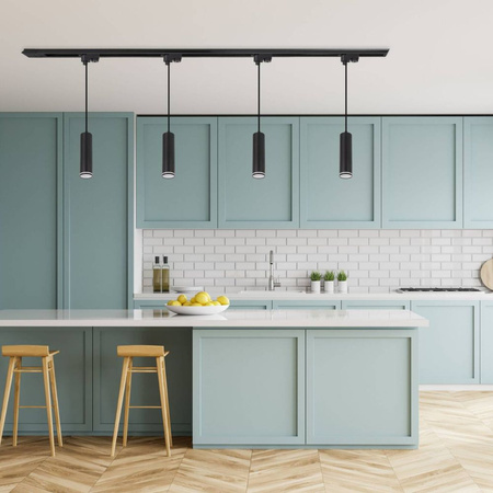 Oświetlenie szynowe wiszące czarne 4x lampa GU10 + 2x szyna 1m