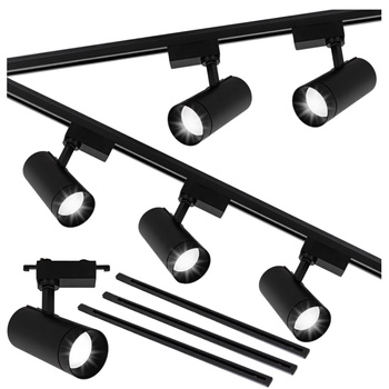 Oświetlenie szynowe czarne duże 5x lampa GU10 + szyna 3m