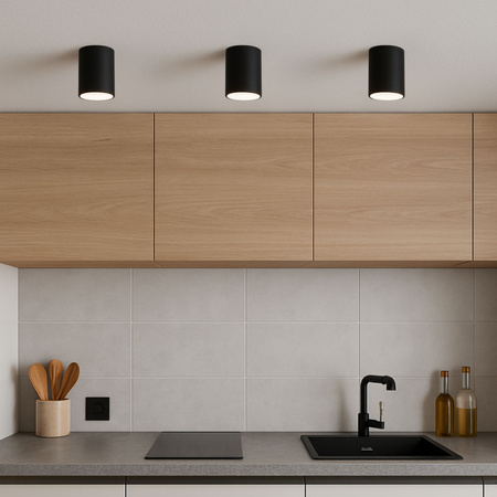 Oprawa sufitowa natynkowa Tuba GU10 okrągła czarno-biała