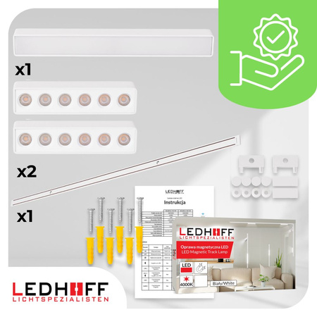Oświetlenie szynowe magnetyczne ZESTAW listwa 1m + 3x lampa liniowa LED
