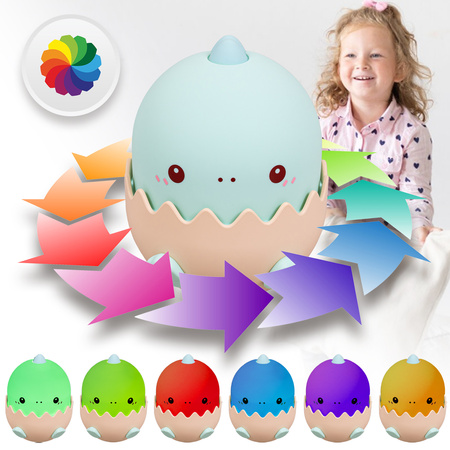 Lampka nocna LED dla dzieci DINOZAUR wielokolorowe światło Bezprzewodowa