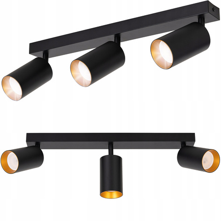 Lampa sufitowa Kinkiet natynkowy LED 3x GU10 czarno-złoty SPOT
