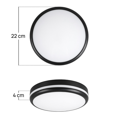 Plafon sufitowy LED okrągły czarny 3 barwy światła 22cm IP54