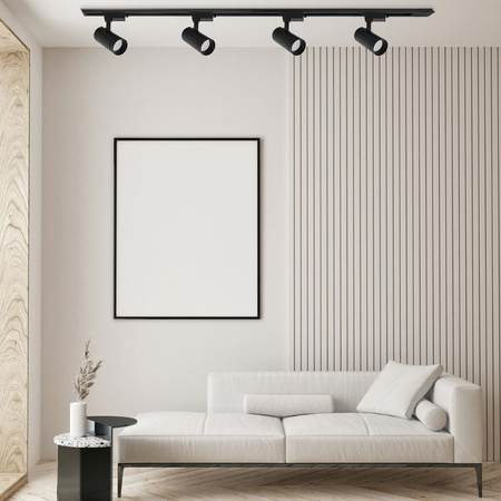 Oświetlenie szynowe czarne duże 4x lampa GU10 + szyna 1m
