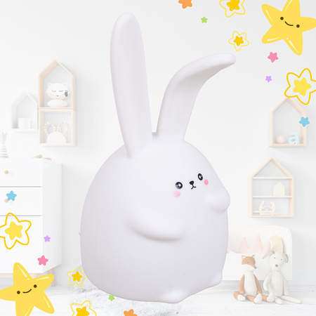 Lampka nocna LED dla dzieci KRÓLIK wielokolorowe światło RGB miękki silikon