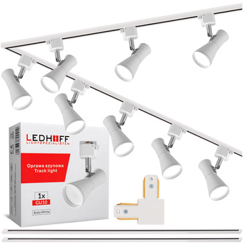 Oświetlenie szynowe białe reflektor GU10 x8 szyna 4m