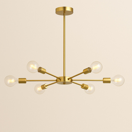 Lampa sufitowa złota metalowa E27 ozdobna 6-punktowa designerska