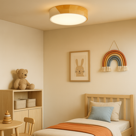 Plafon sufitowy LED biały metal + DREWNO 50cm WOODLINE