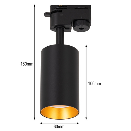 Oświetlenie szynowe czarno-złote 5x lampa GU10 + szyna 2m + 1m