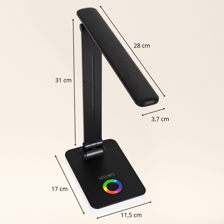 Lampka biurkowa LED czarna 5W + światło RGB + port USB