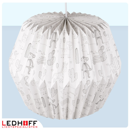 Lampa wisząca kula biała papierowa E27 do pokoju dziecka ZWIERZĘTA