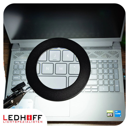 Lampa biurkowa LED czarna 12W z lupą szkłem powiększającym