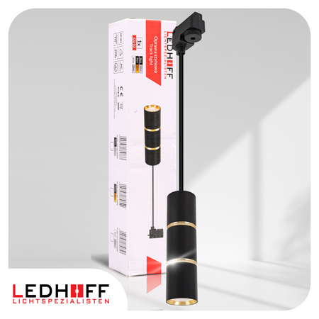 Reflektor szynowy czarny złoty GU10 lampa wisząca 1m na szynoprzewód