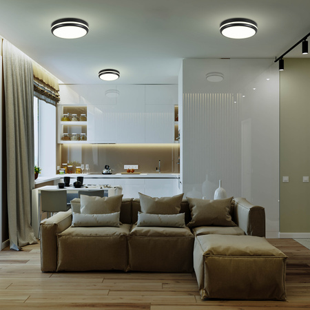 Plafon sufitowy LED okrągły czarny 3 barwy światła 22cm IP54