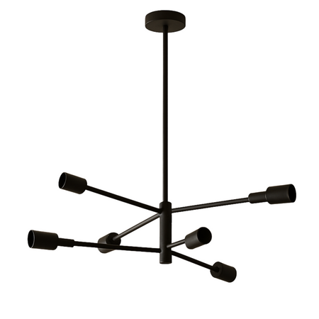 Lampa sufitowa czarna metalowa E27 ozdobna 6-punktowa design loft
