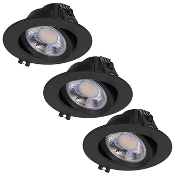 3x Oprawa sufitowa podtynkowa LED czarna RUCHOMA 3 barwy światła 7W