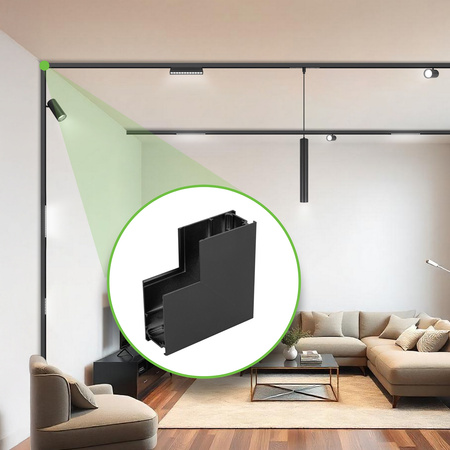 Łącznik pionowy do szyny magnetycznej M20 złączka zasilająca kątowa czarna