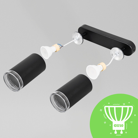 Kinkiet sufitowy podwójny SPOT GU10 czarny wodoodporny