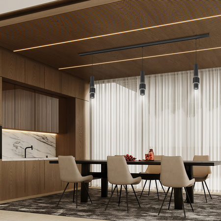 ZESTAW M20 LED 3x Lampa wisząca punktowa 12W 3 BARWY ŚWIATŁA + szyna magnetyczna 1m DESIGN