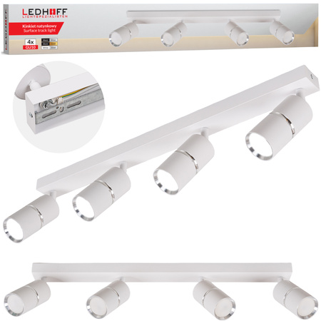 Kinkiet sufitowy Lampa poczwórna SPOT GU10 biała srebrna