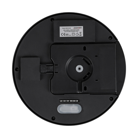 Plafon sufitowy LED okrągły czarny 3 barwy światła zmienna moc 22cm IP54 z czujnikiem ruchu