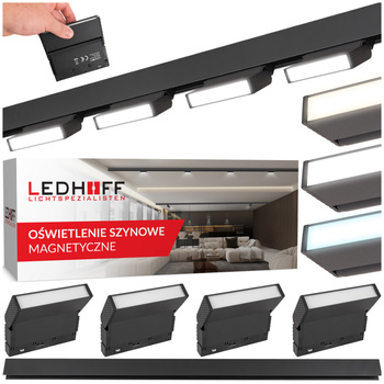 ZESTAW M20 4x Ruchoma lampa liniowa LED 6W 11cm czarna 3 BARWY ŚWIATŁA + szyna magnetyczna 1m