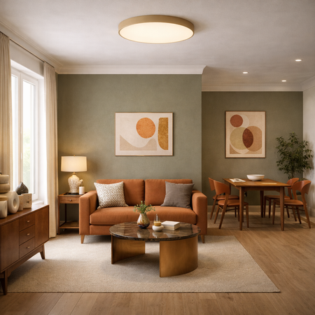 Plafon sufitowy LED beżowy 50cm - wysoka wydajność świetlna 100lm/W