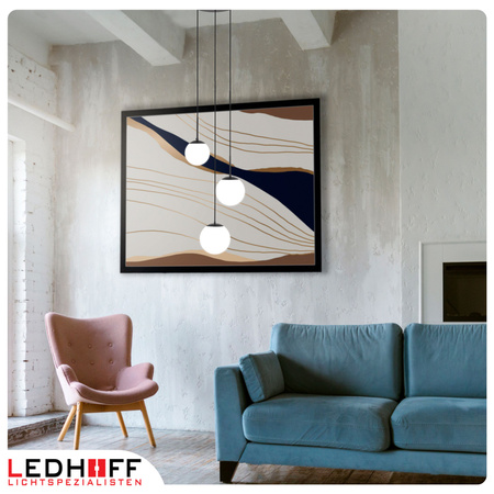 Lampa wisząca biała czarna 3x E27 szklany klosz kula NOWOCZESNA