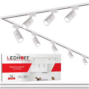 Oświetlenie szynowe biały srebrny 8x lampa GU10 szyna 4m