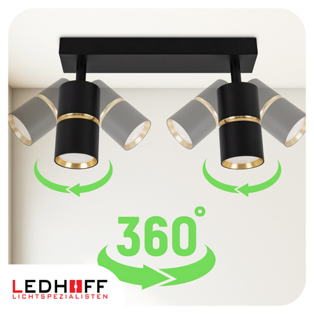 Kinkiet sufitowy podwójny SPOT GU10 czarny złoty