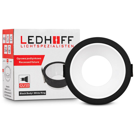 4x Oprawa halogenowa sufitowa podtynkowa GU10 czarno-biała