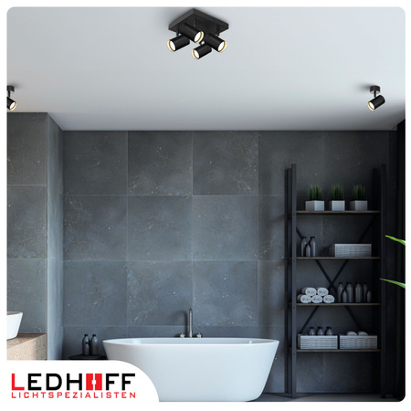 Lampa sufitowa Kinkiet poczwórny kwadrat GU10 czarny LINEA