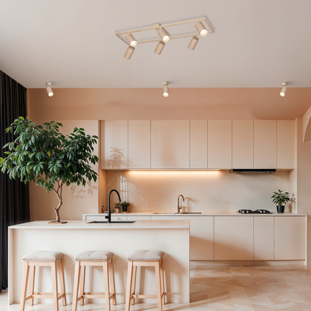 Lampa sufitowa Kinkiet 6x GU10 prostokąt beżowy kaszmirowy LUMIO