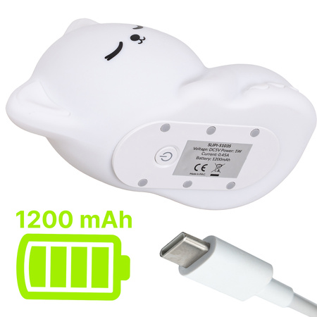 Lampka nocna LED dla dzieci KOTEK wielokolorowe światło RGB miękki silikon