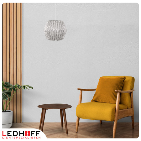 Lampa wisząca kula biała szara papierowa E27 do sypialni pokoju KWIATY