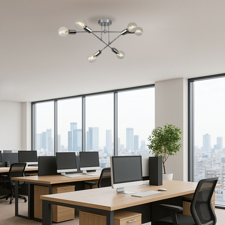 Lampa sufitowa czarno-złota metalowa E27 ozdobna 6-punktowa loft Trinity