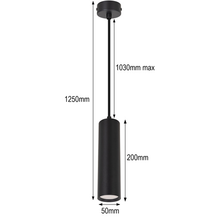 Lampa sufitowa wisząca na kablu Tuba LED GU10 czarna